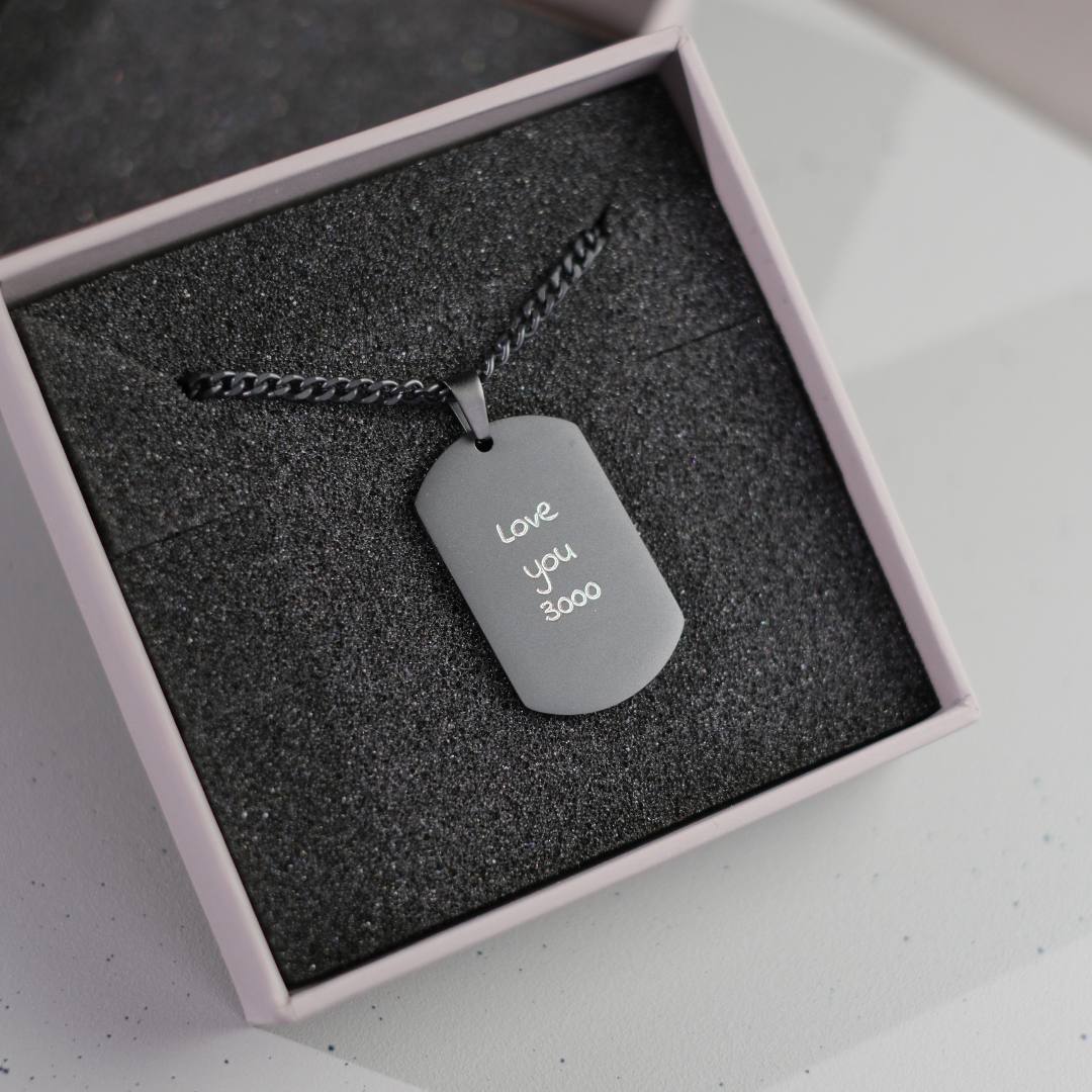 K12 - CADENA DE PLACA DE IDENTIFICACIÓN DE ACERO NEGRO