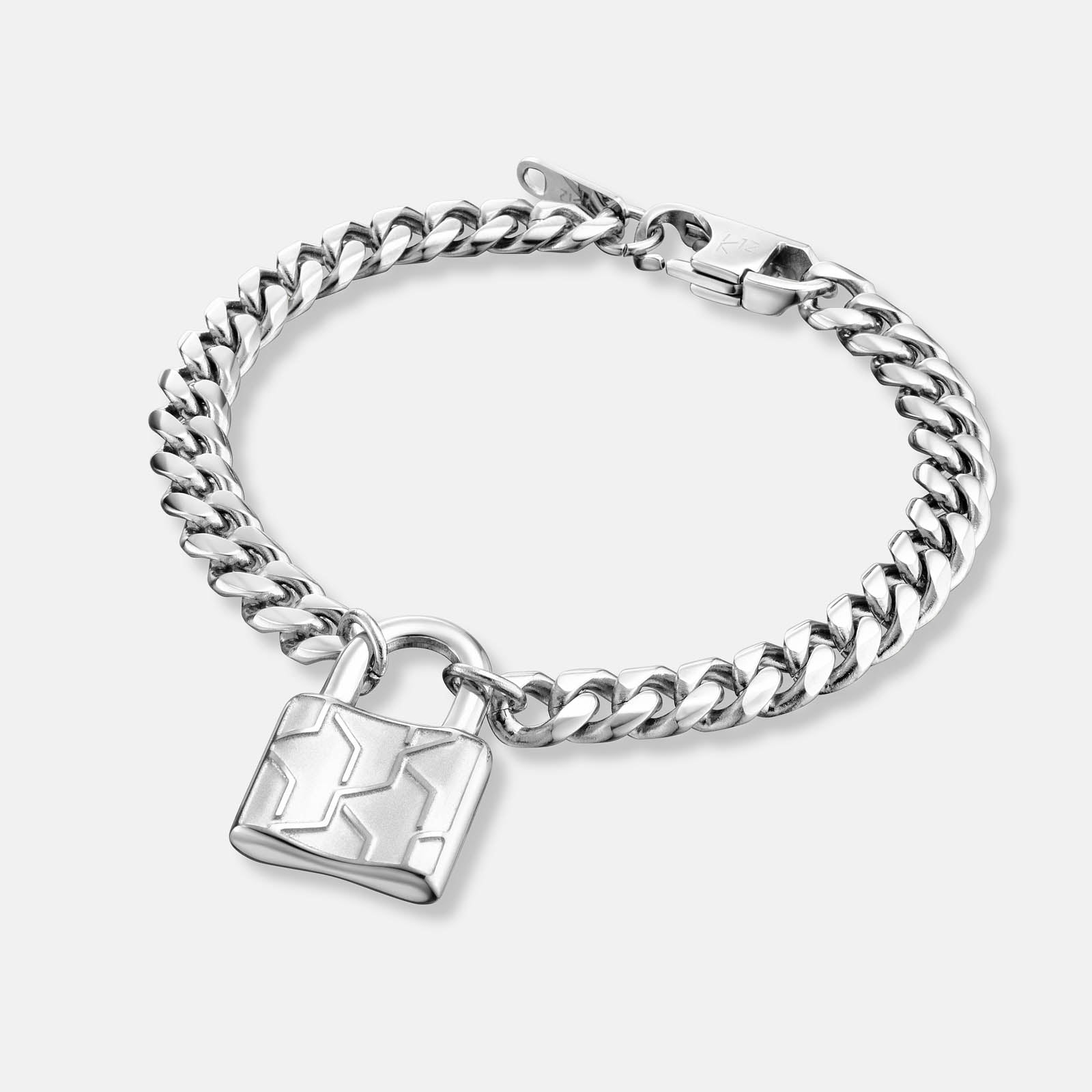 K12 - PULSERA DE CIERRE DE ACERO PLATEADO