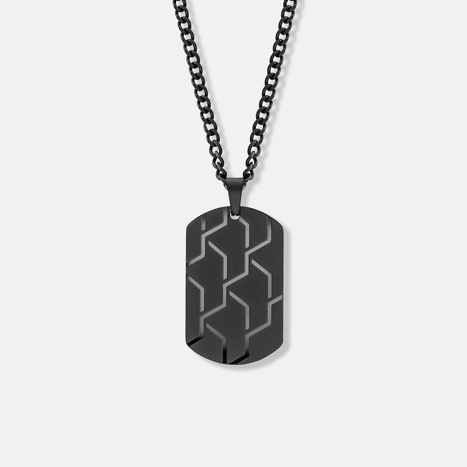 K12 - CADENA DE PLACA DE IDENTIFICACIÓN DE ACERO NEGRO